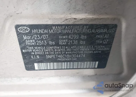 2008 Hyundai Sonata Gls из США, поврежденный, VIN 5NPET46C18H304474